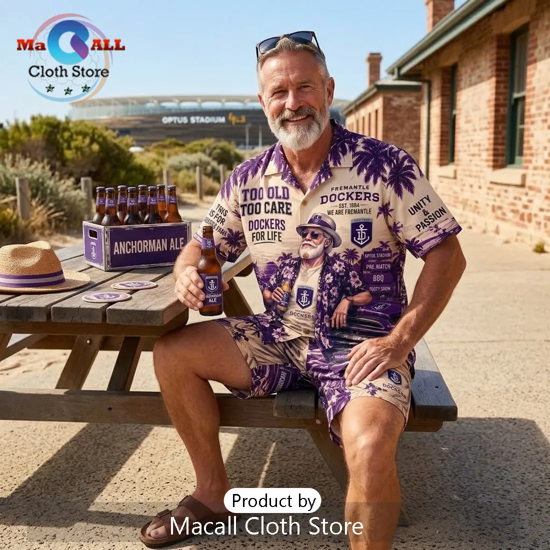 Fremantle Dockers Casual Button Down Hawaiian Shirt Fremantle Dockers Casual Button Down Hawaiian Shirt