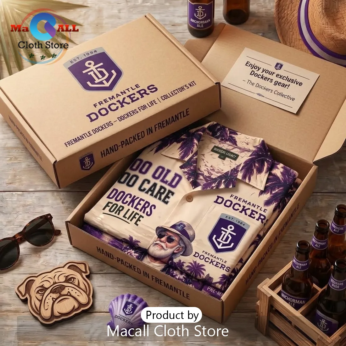 Fremantle Dockers Casual Button Down Hawaiian Shirt Fremantle Dockers Casual Button Down Hawaiian Shirt