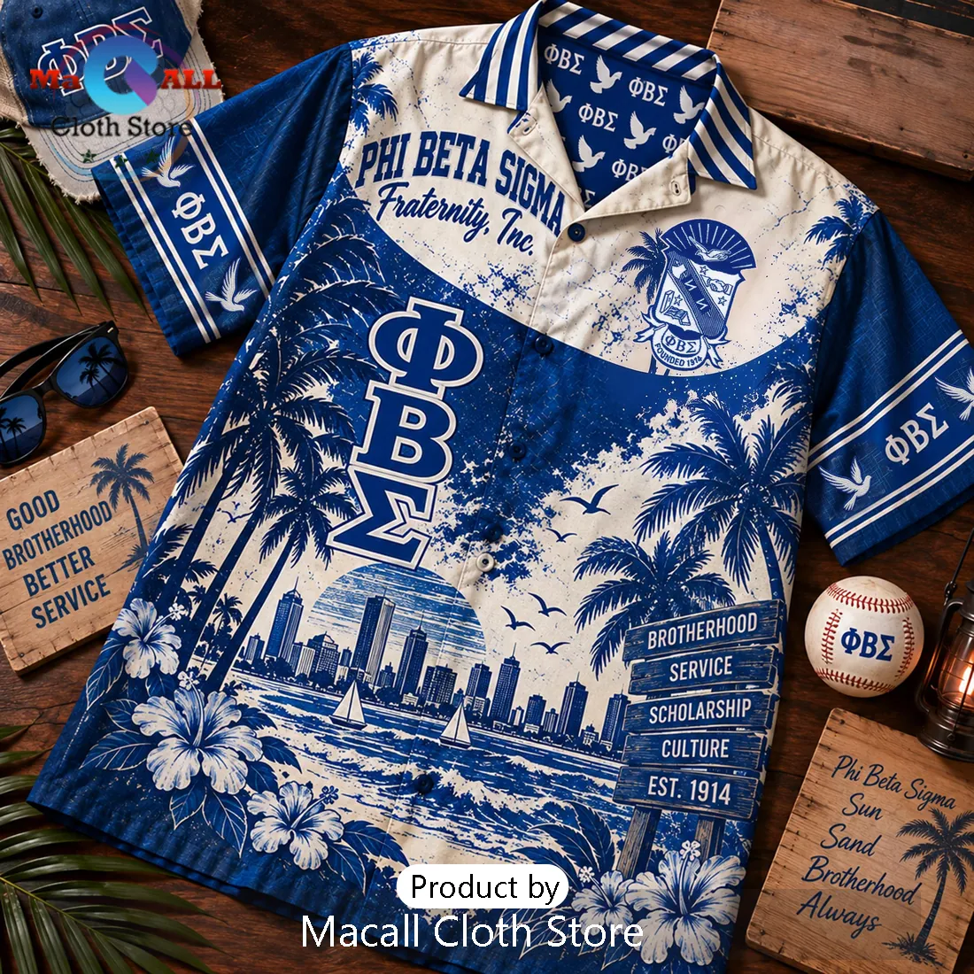 Phi Beta Sigma Fraternity Aloha Button Down Shirt Phi Beta Sigma Fraternity Aloha Button Down Shirt