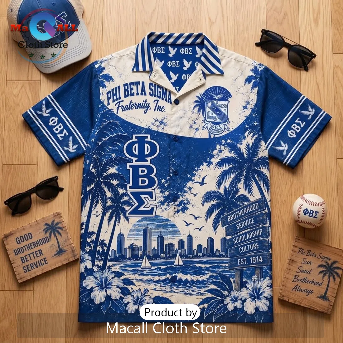Phi Beta Sigma Fraternity Aloha Button Down Shirt Phi Beta Sigma Fraternity Aloha Button Down Shirt