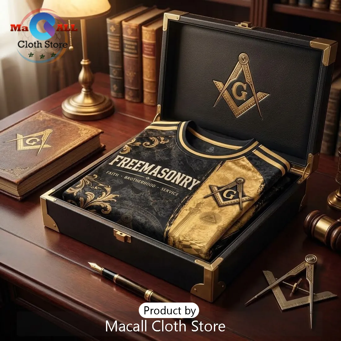 Freemasonry Gold and Black Emblem Shirt Freemasonry Gold and Black Emblem Shirt