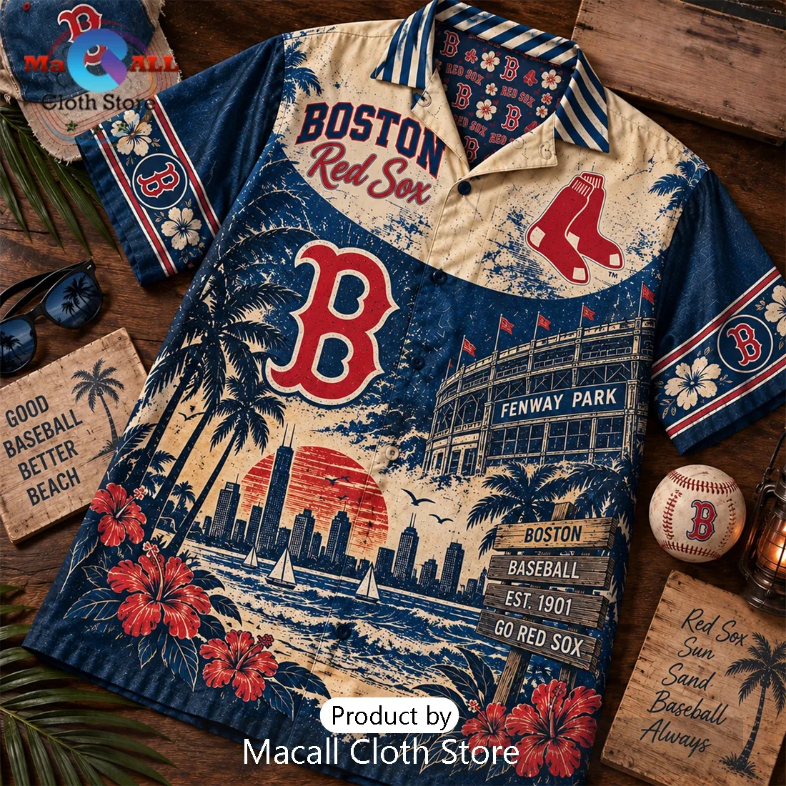 Boston Red Sox Vintage Fenway Park Hawaiian Shirt Boston Red Sox Vintage Fenway Park Hawaiian Shirt