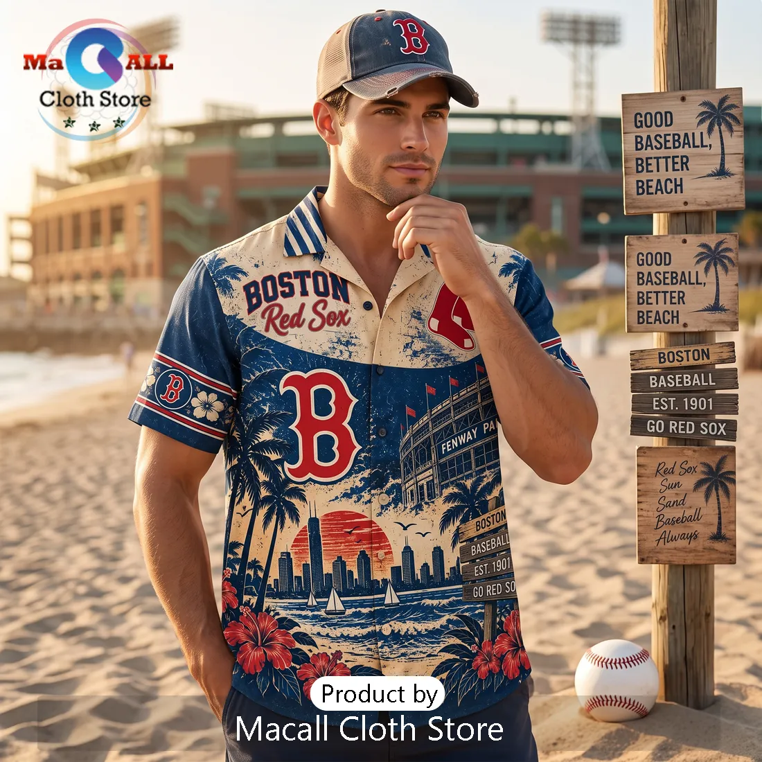 Boston Red Sox Vintage Fenway Park Hawaiian Shirt Boston Red Sox Vintage Fenway Park Hawaiian Shirt