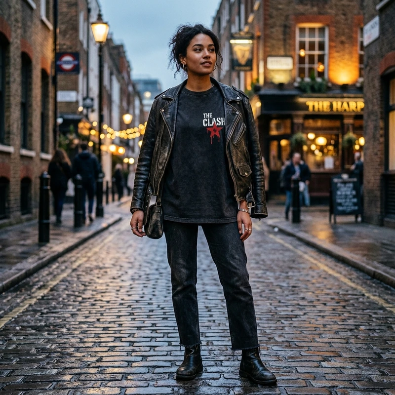 The Clash London Calling vintage wash shirt featuring dripping red star chest emblem and acid wash cotton texture