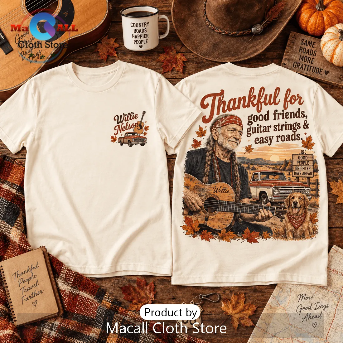 Willie Nelson Cream Thanksgiving T-Shirt Willie Nelson Cream Thanksgiving T-Shirt