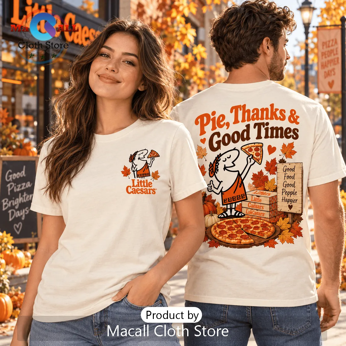 Little Caesars Thanksgiving Mascot Cream T-Shirt Little Caesars Thanksgiving Mascot Cream T-Shirt