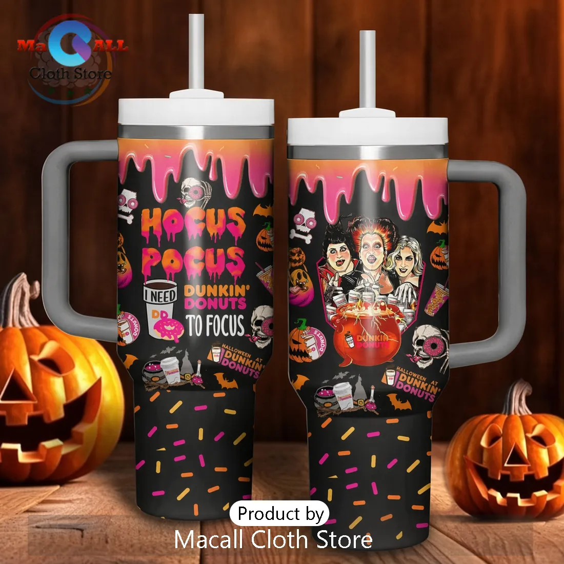 Hocus Pocus Dunkin Donuts Halloween 40oz Stanley Tumbler Hocus Pocus Dunkin Donuts Halloween 40oz Stanley Tumbler