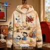Peanuts Snoopy Embroidered Patch Beige Hoodie