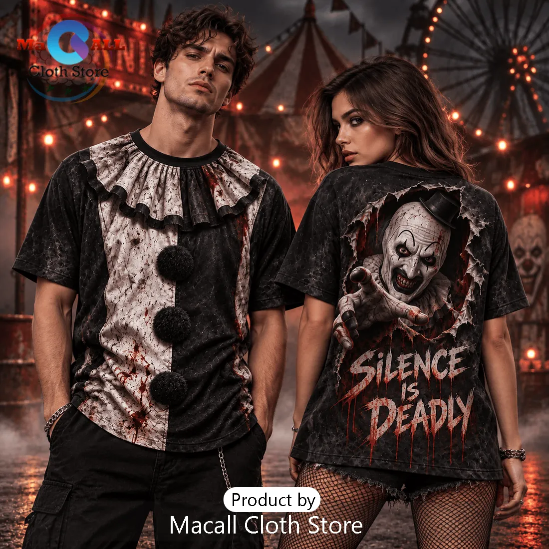 Terrifier Art The Clown Silence Is Deadly T-Shirt Terrifier Art The Clown Silence Is Deadly T-Shirt