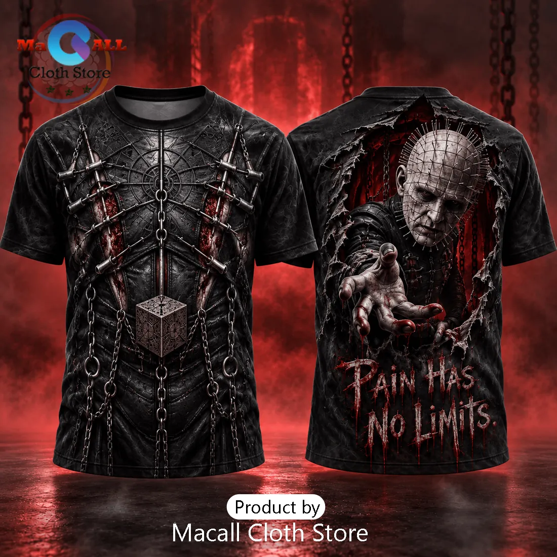 Hellraiser Pinhead Chains and Puzzle Box T-Shirt Hellraiser Pinhead Chains and Puzzle Box T-Shirt