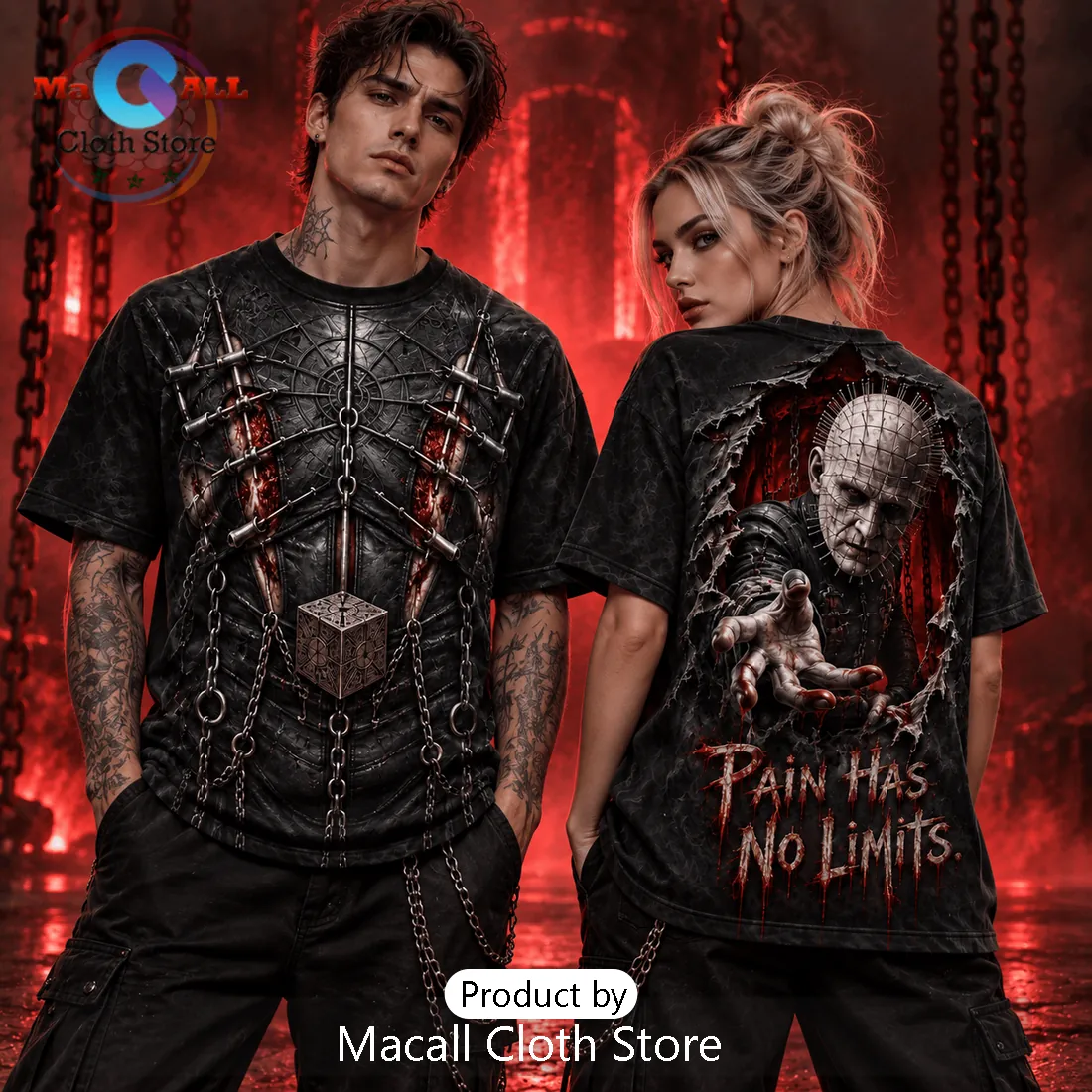 Hellraiser Pinhead Chains and Puzzle Box T-Shirt Hellraiser Pinhead Chains and Puzzle Box T-Shirt