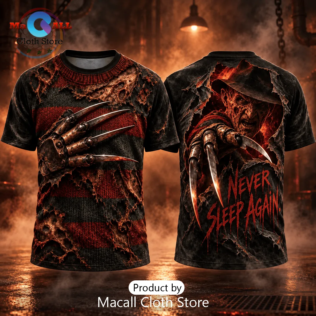 Freddy Krueger Never Sleep Again Horror T-Shirt Freddy Krueger Never Sleep Again Horror T-Shirt