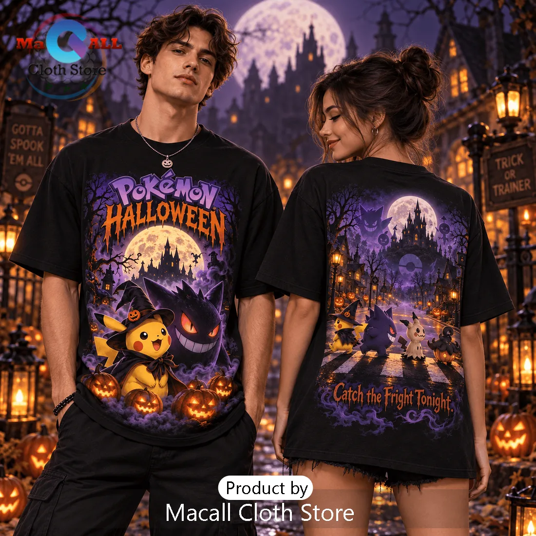 Pokemon Pikachu and Gengar Spooky Season T-Shirt Pokemon Pikachu and Gengar Spooky Season T-Shirt