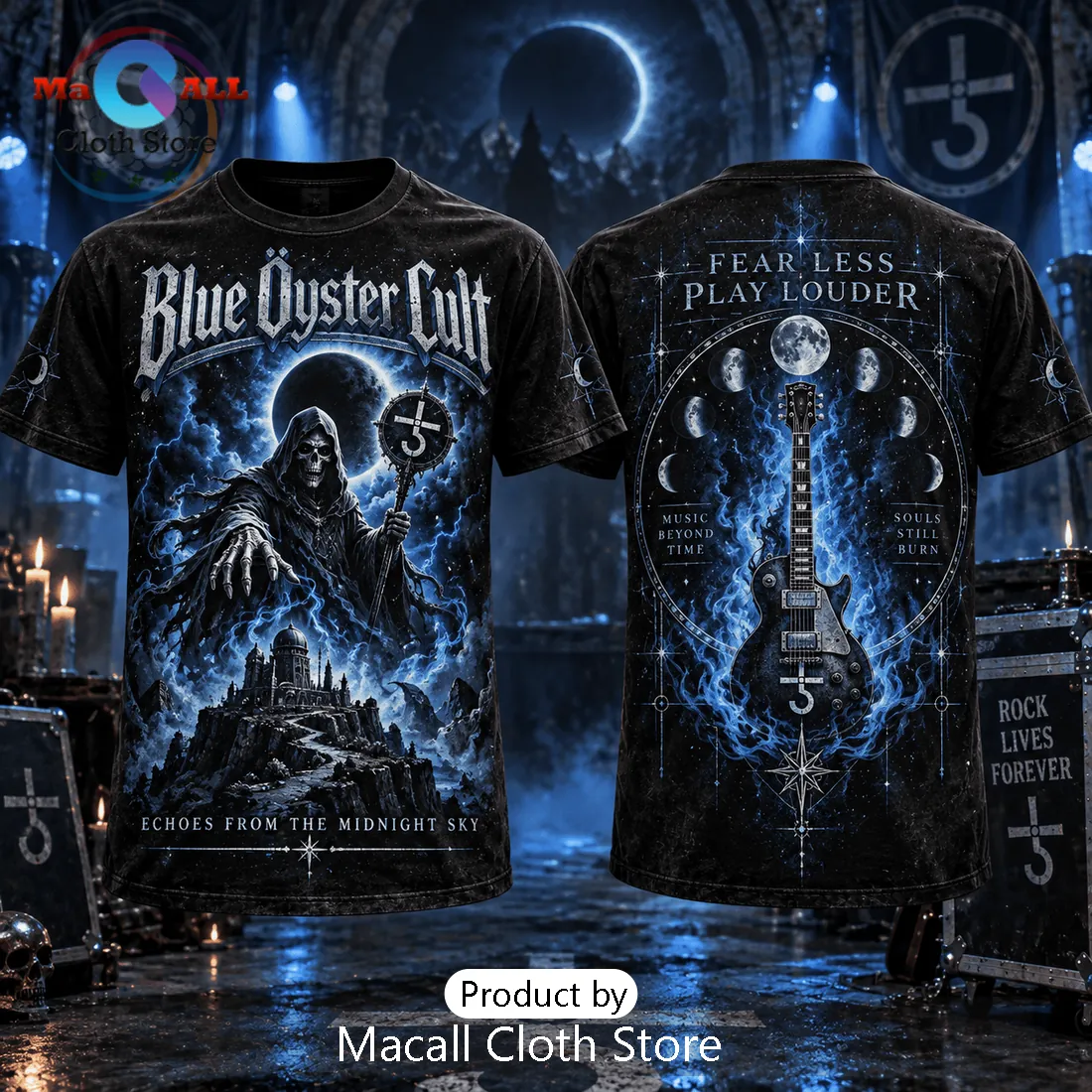 Blue Oyster Cult Fear Less Play Louder Black Shirt Blue Oyster Cult Fear Less Play Louder Black Shirt