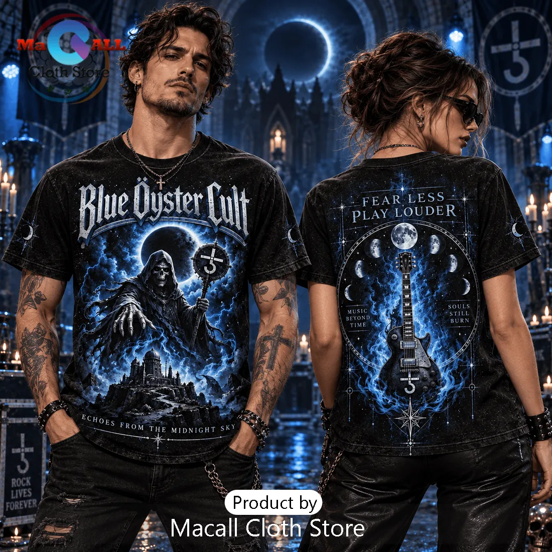 Blue Oyster Cult Fear Less Play Louder Black Shirt Blue Oyster Cult Fear Less Play Louder Black Shirt