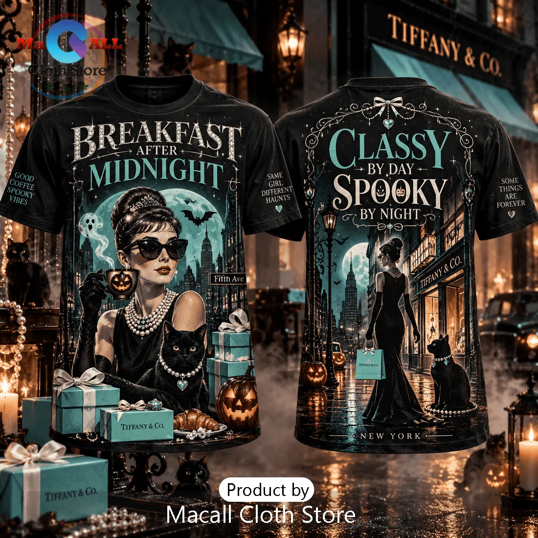 Breakfast At Tiffany’s Halloween Black Cotton Shirt Breakfast At Tiffany’s Halloween Black Cotton Shirt