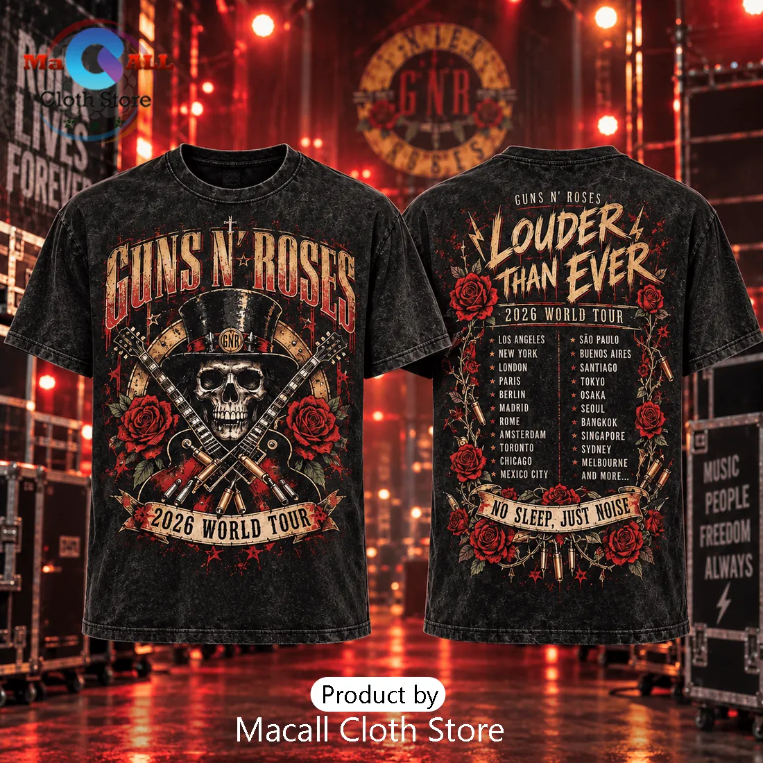 Guns N Roses Louder Than Ever 2026 Tour Black Shirt Guns N Roses Louder Than Ever 2026 Tour Black Shirt