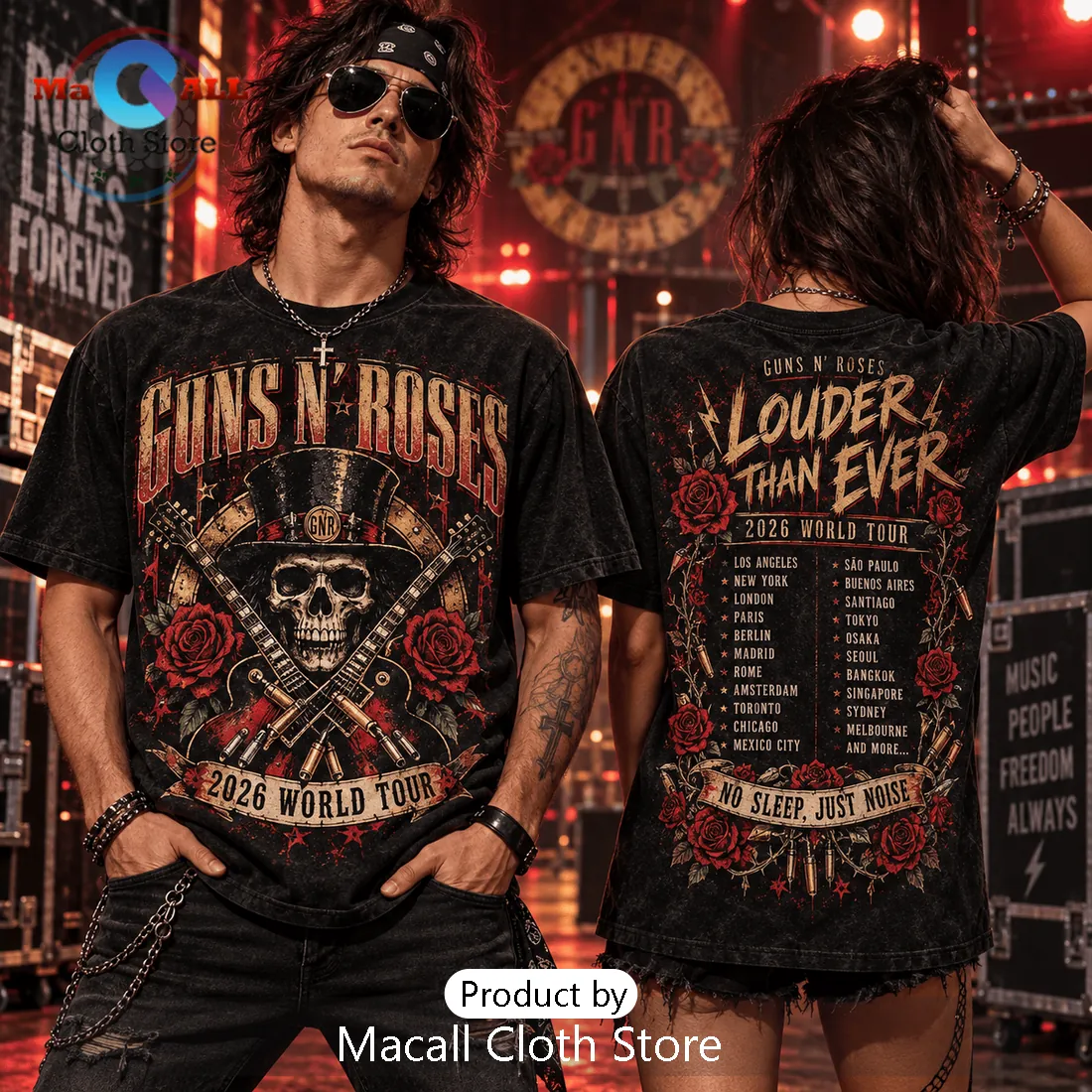 Guns N Roses Louder Than Ever 2026 Tour Black Shirt Guns N Roses Louder Than Ever 2026 Tour Black Shirt