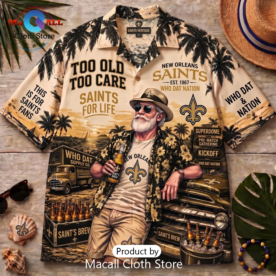 New Orleans Saints Beer Theme Hawaiian Shirt New Orleans Saints Beer Theme Hawaiian Shirt