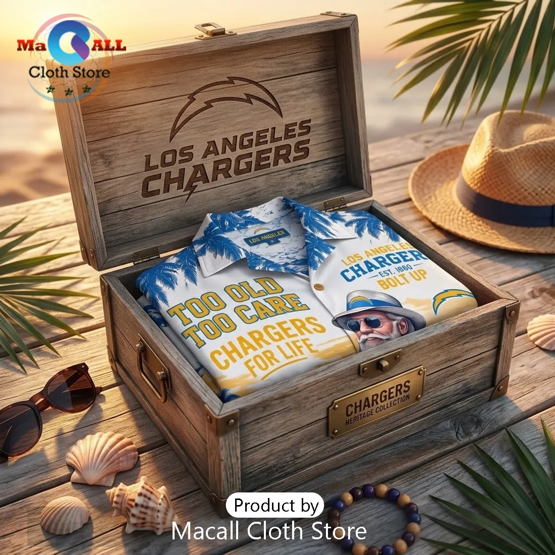 Los Angeles Chargers Mascot Aloha Shirt Los Angeles Chargers Mascot Aloha Shirt