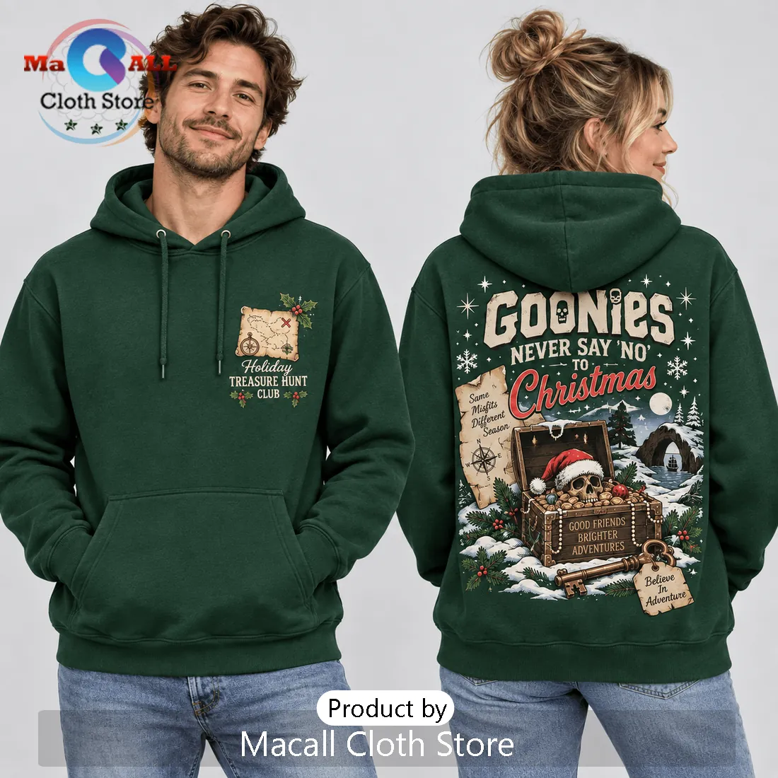 The Goonies Christmas Holiday Treasure Hunt Green Hoodie The Goonies Christmas Holiday Treasure Hunt Green Hoodie