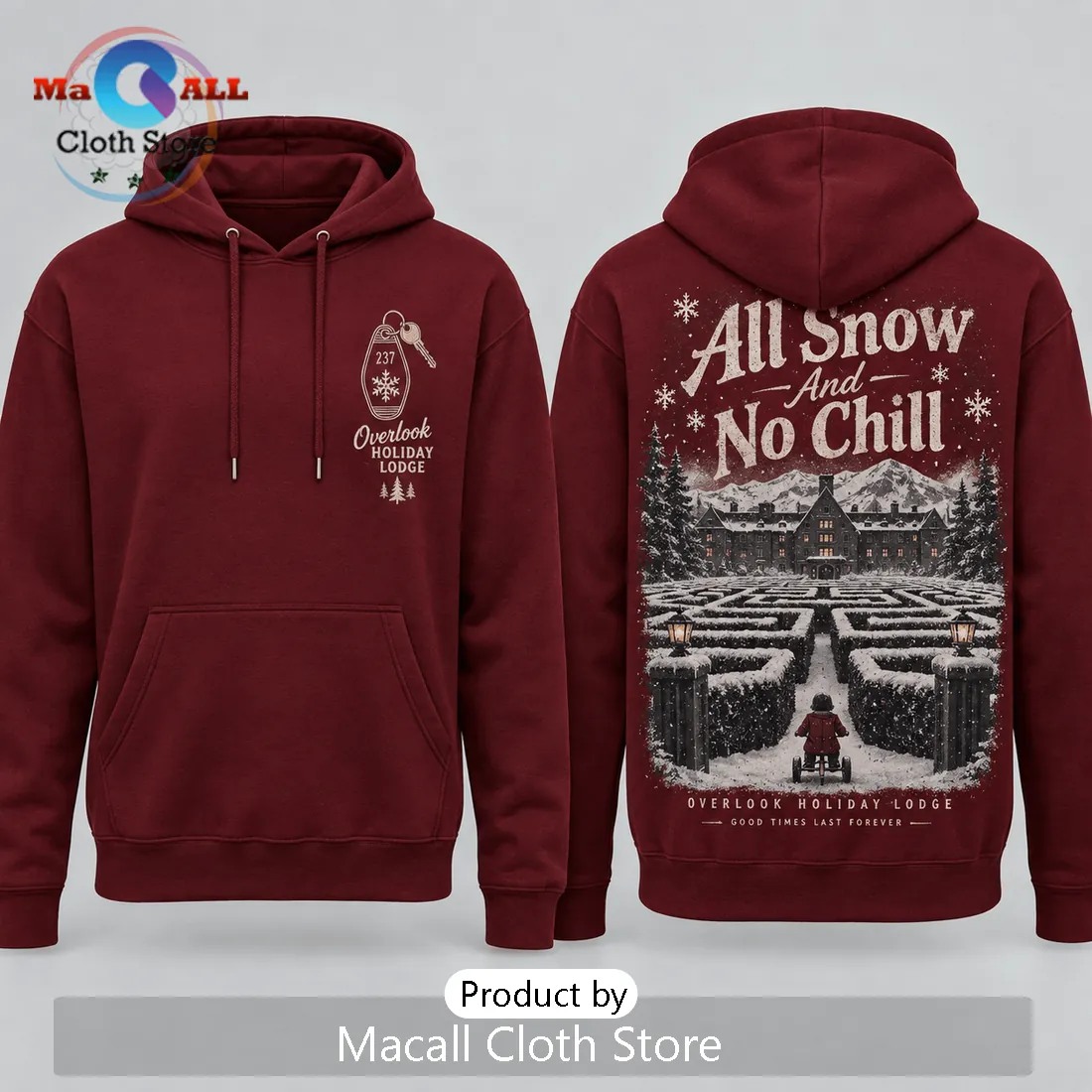 The Shining All Snow No Chill Burgundy Hoodie The Shining All Snow No Chill Burgundy Hoodie