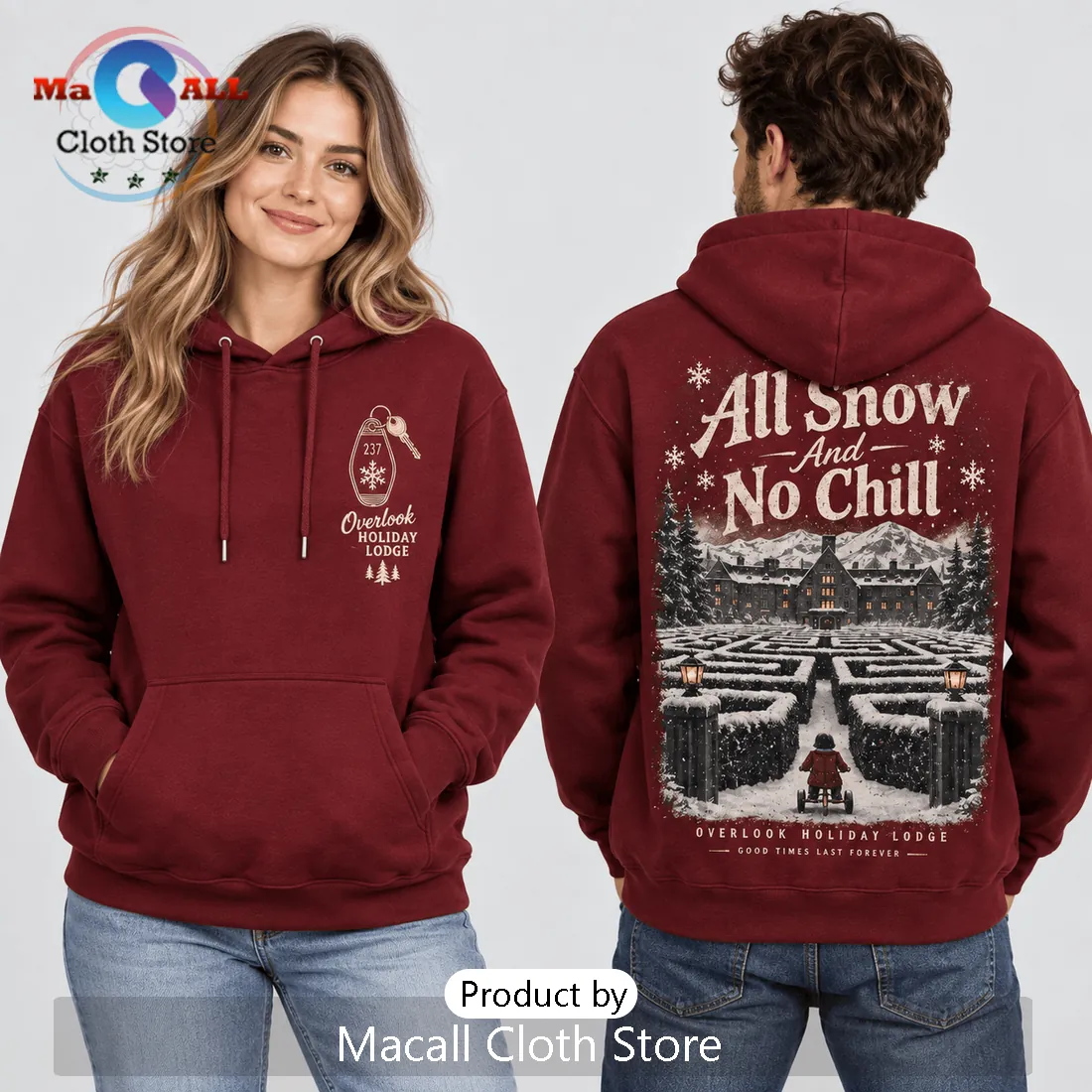 The Shining All Snow No Chill Burgundy Hoodie The Shining All Snow No Chill Burgundy Hoodie