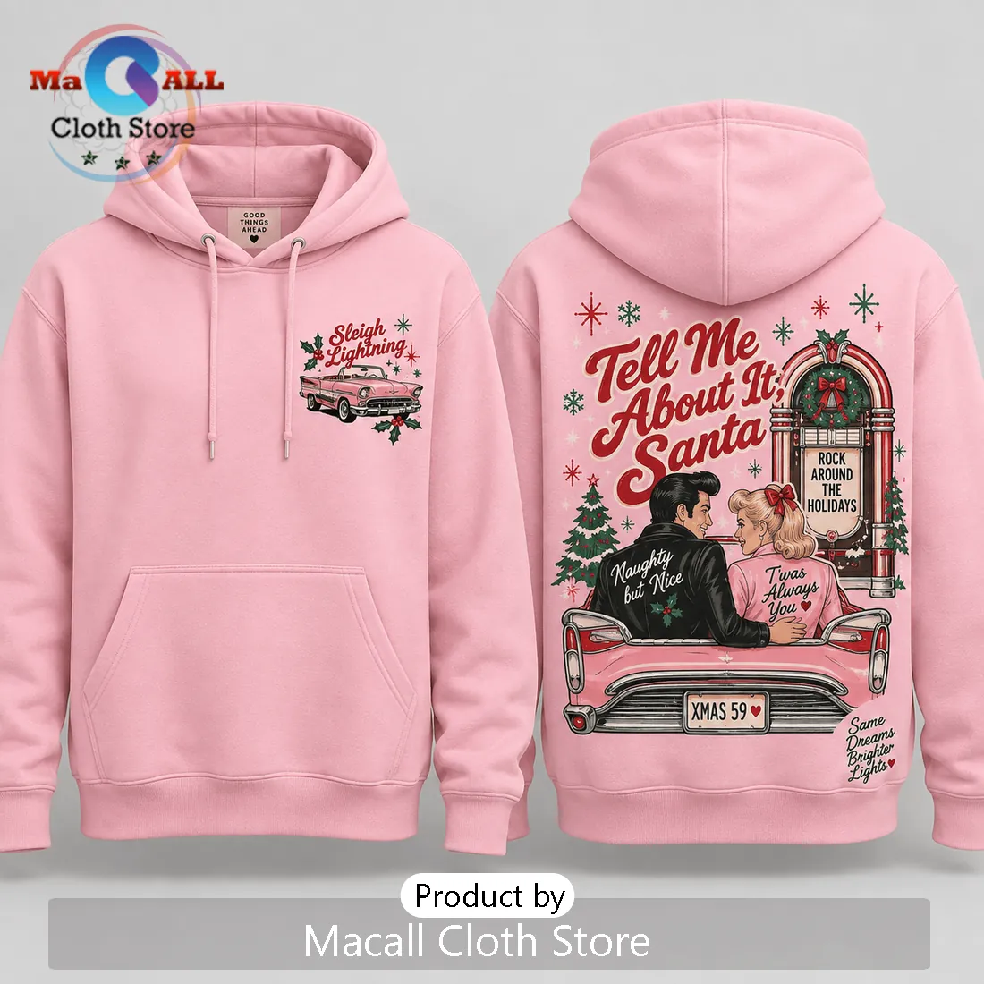 Vintage Grease Pink Ladies Christmas Hoodie Vintage Grease Pink Ladies Christmas Hoodie