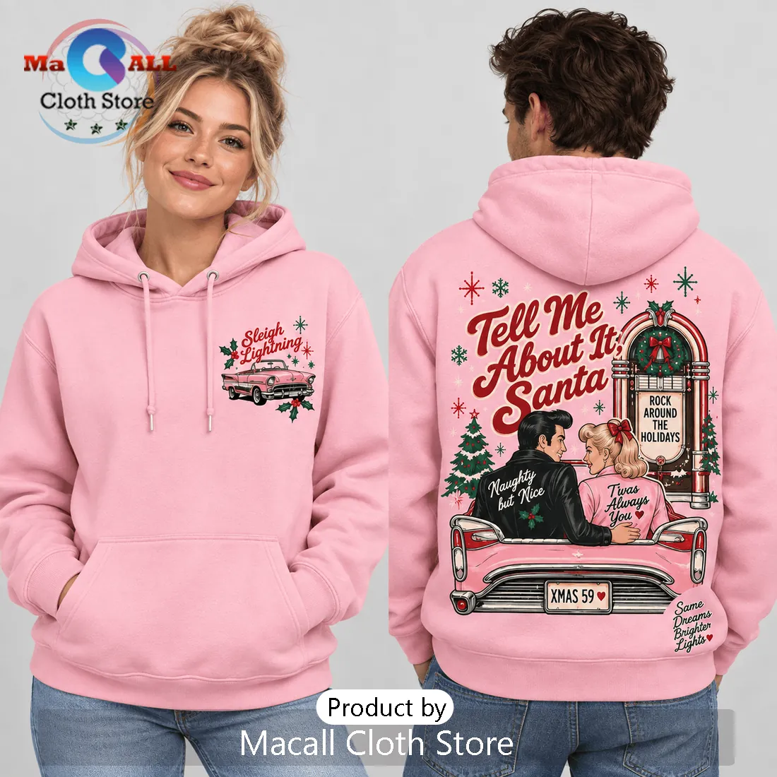 Vintage Grease Pink Ladies Christmas Hoodie Vintage Grease Pink Ladies Christmas Hoodie