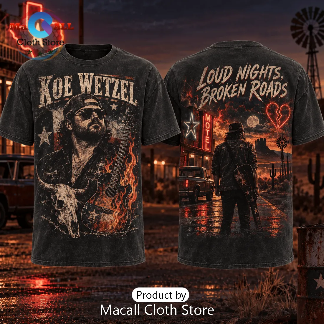 Koe Wetzel Loud Nights Broken Roads Shirt Koe Wetzel Loud Nights Broken Roads Shirt