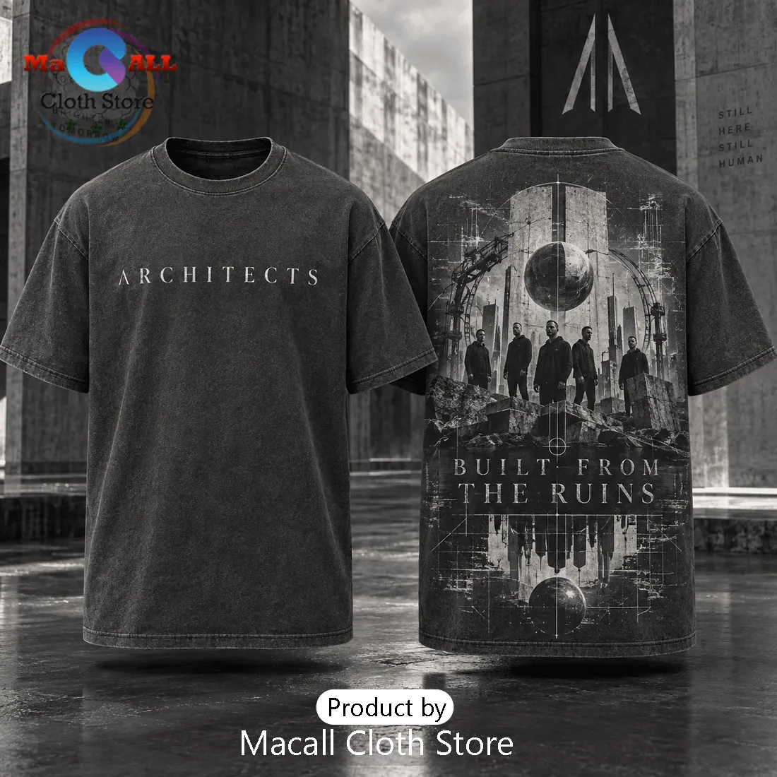 Architects Built From The Ruins Washed Charcoal Shirt Architects Built From The Ruins Washed Charcoal Shirt