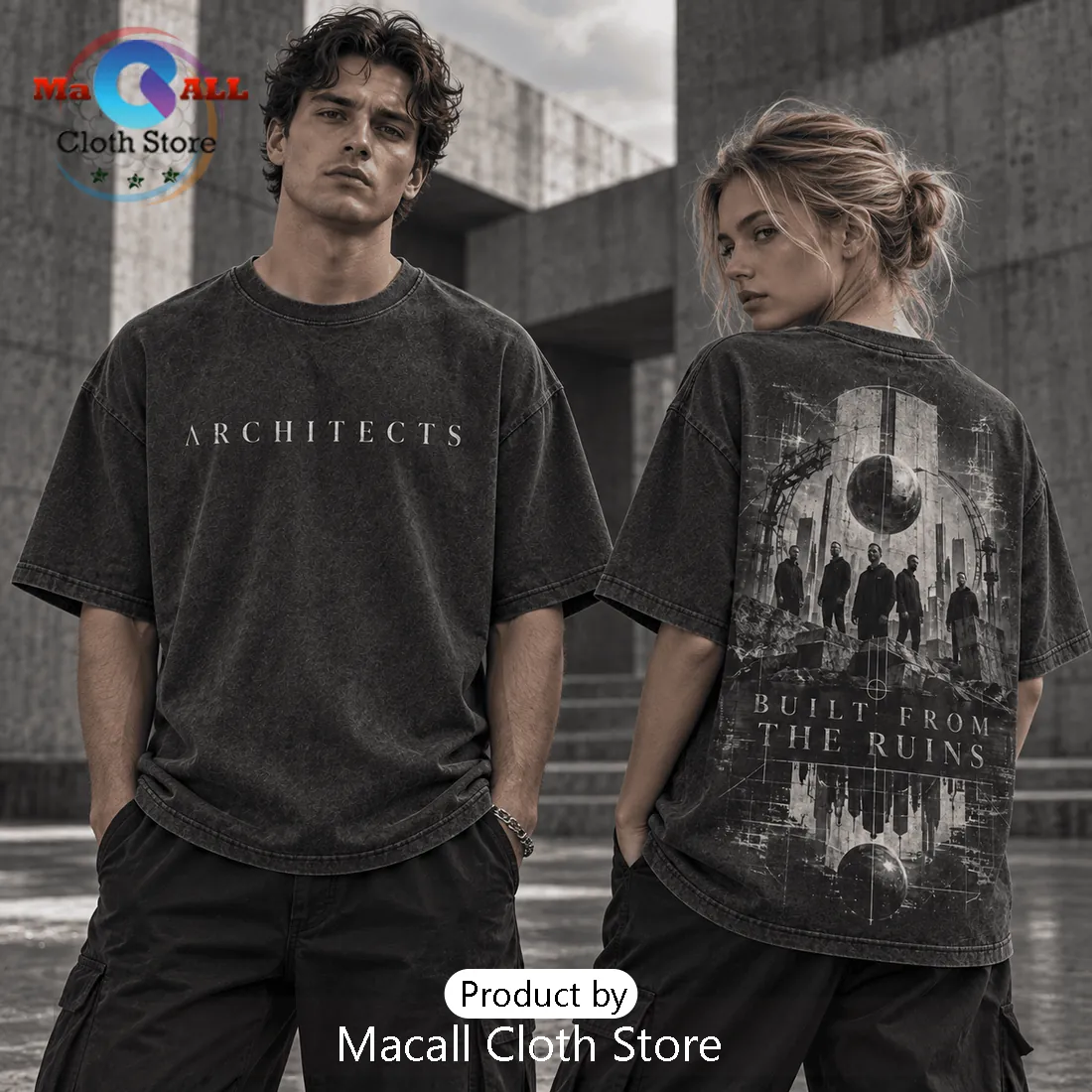Architects Built From The Ruins Washed Charcoal Shirt Architects Built From The Ruins Washed Charcoal Shirt
