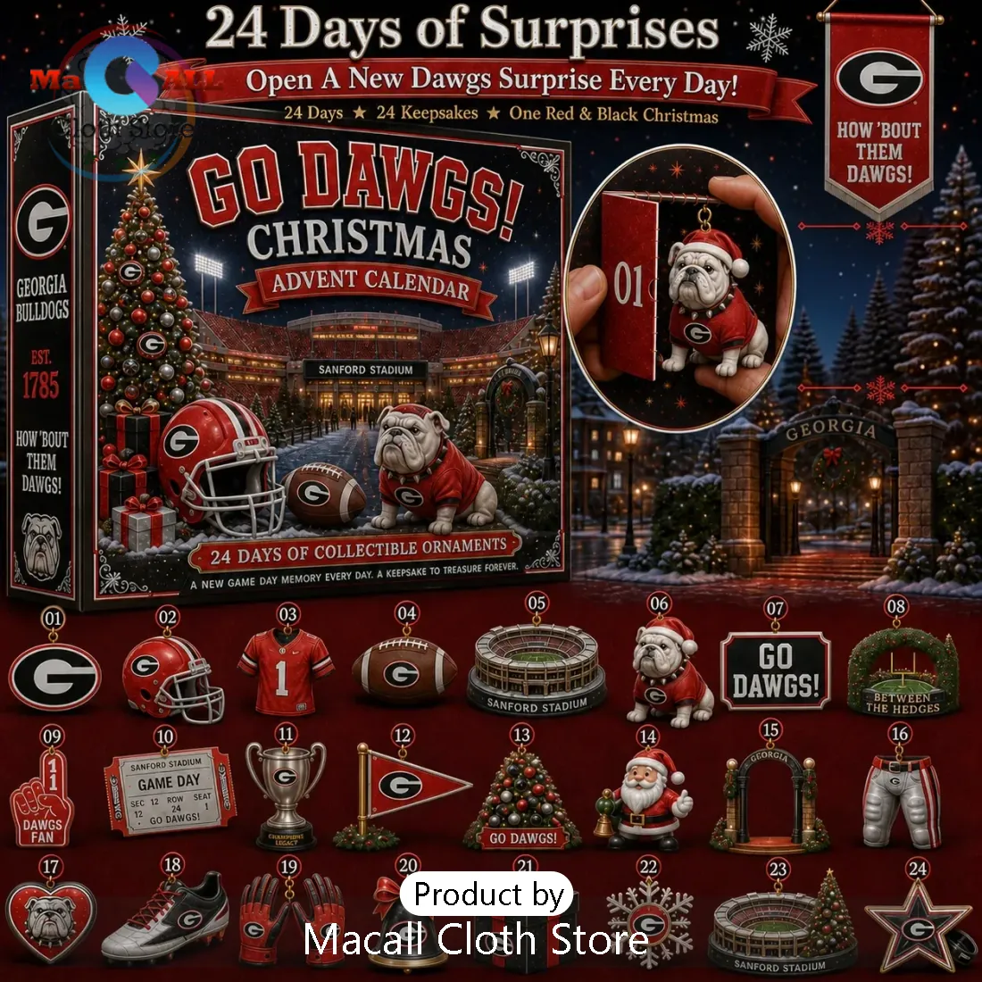 Georgia Bulldogs Christmas Advent Calendar 2026
