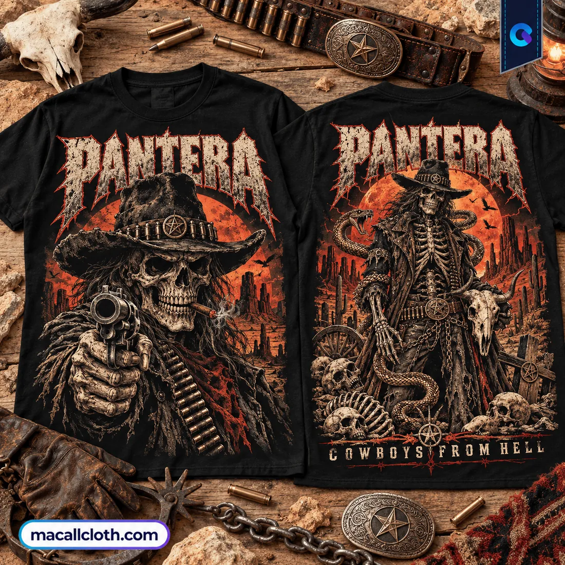 Pantera Cowboys From Hell Skeleton Black Shirt Pantera Cowboys From Hell Skeleton Black Shirt