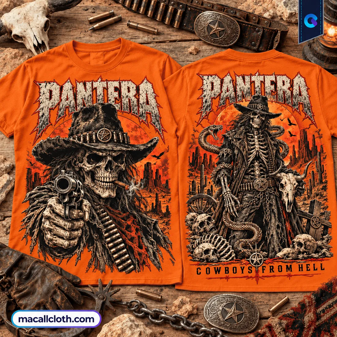 Pantera Cowboys From Hell Skeleton Black Shirt Pantera Cowboys From Hell Skeleton Black Shirt