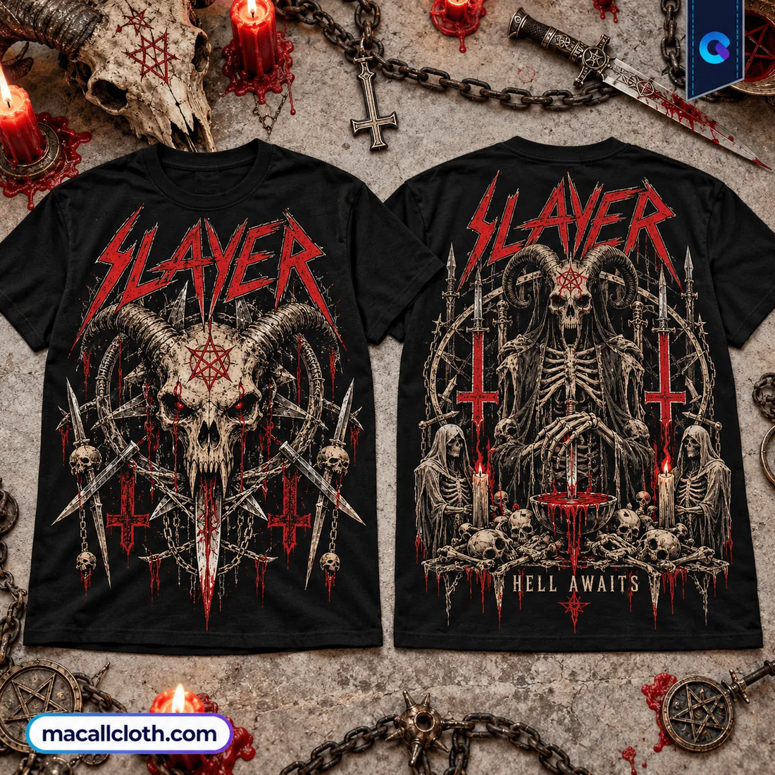Slayer Hell Awaits Demon Skull Black Shirt Slayer Hell Awaits Demon Skull Black Shirt