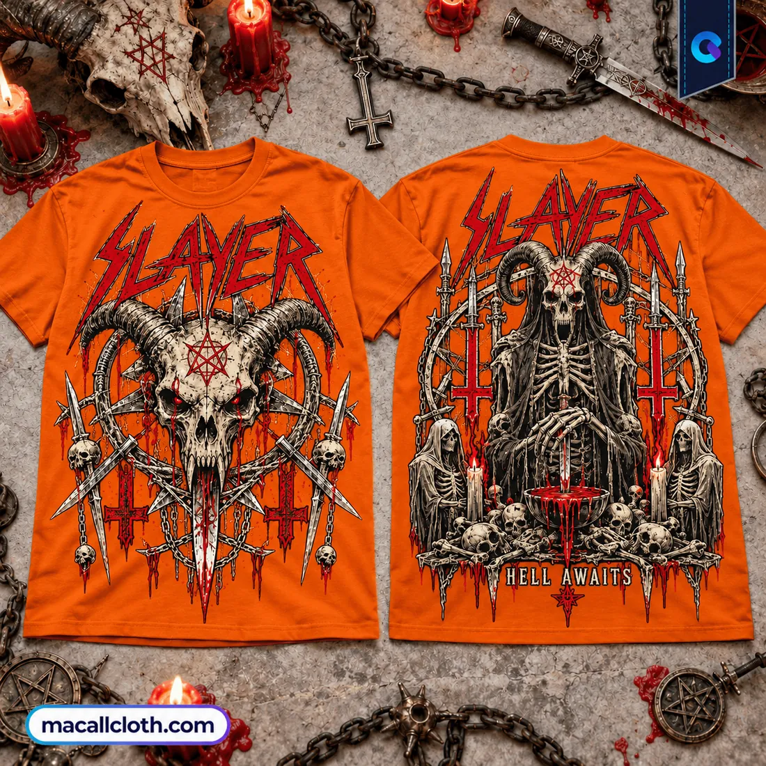 Slayer Hell Awaits Demon Skull Black Shirt Slayer Hell Awaits Demon Skull Black Shirt
