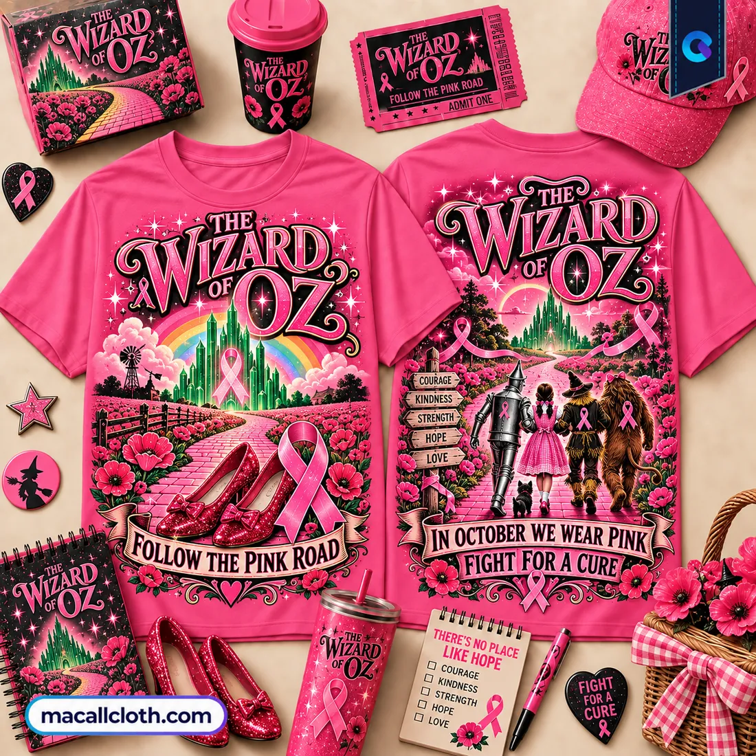 The Wizard of Oz Breast Cancer Awareness Pink Shirt The Wizard of Oz Breast Cancer Awareness Pink Shirt