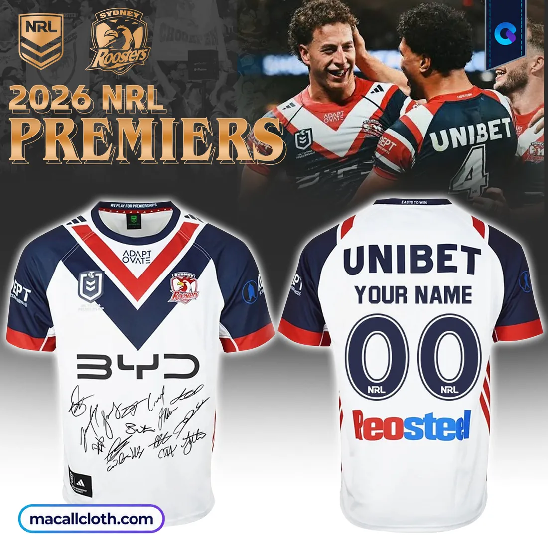 Sydney Roosters 2026 NRL Away Signed Jersey Sydney Roosters 2026 NRL Away Signed Jersey