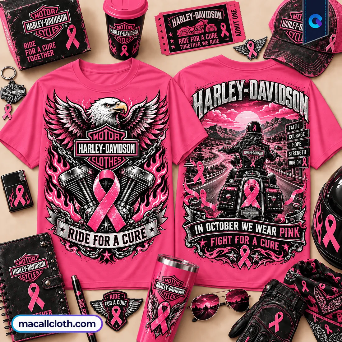 Harley-Davidson Pink Ribbon Ride For A Cure Shirt Harley-Davidson Pink Ribbon Ride For A Cure Shirt
