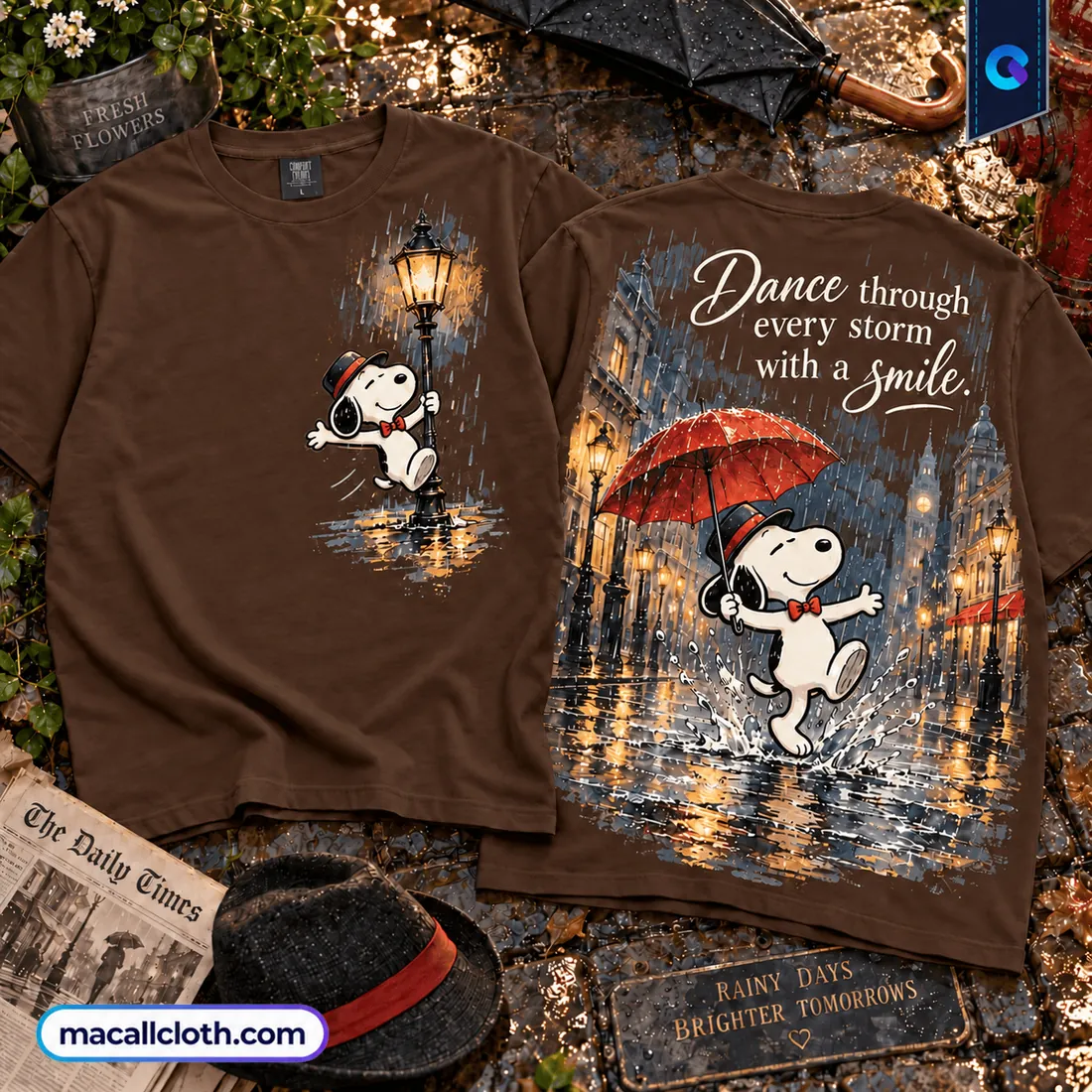 Snoopy Singing In The Rain Brown Shirt Snoopy Singing In The Rain Brown Shirt
