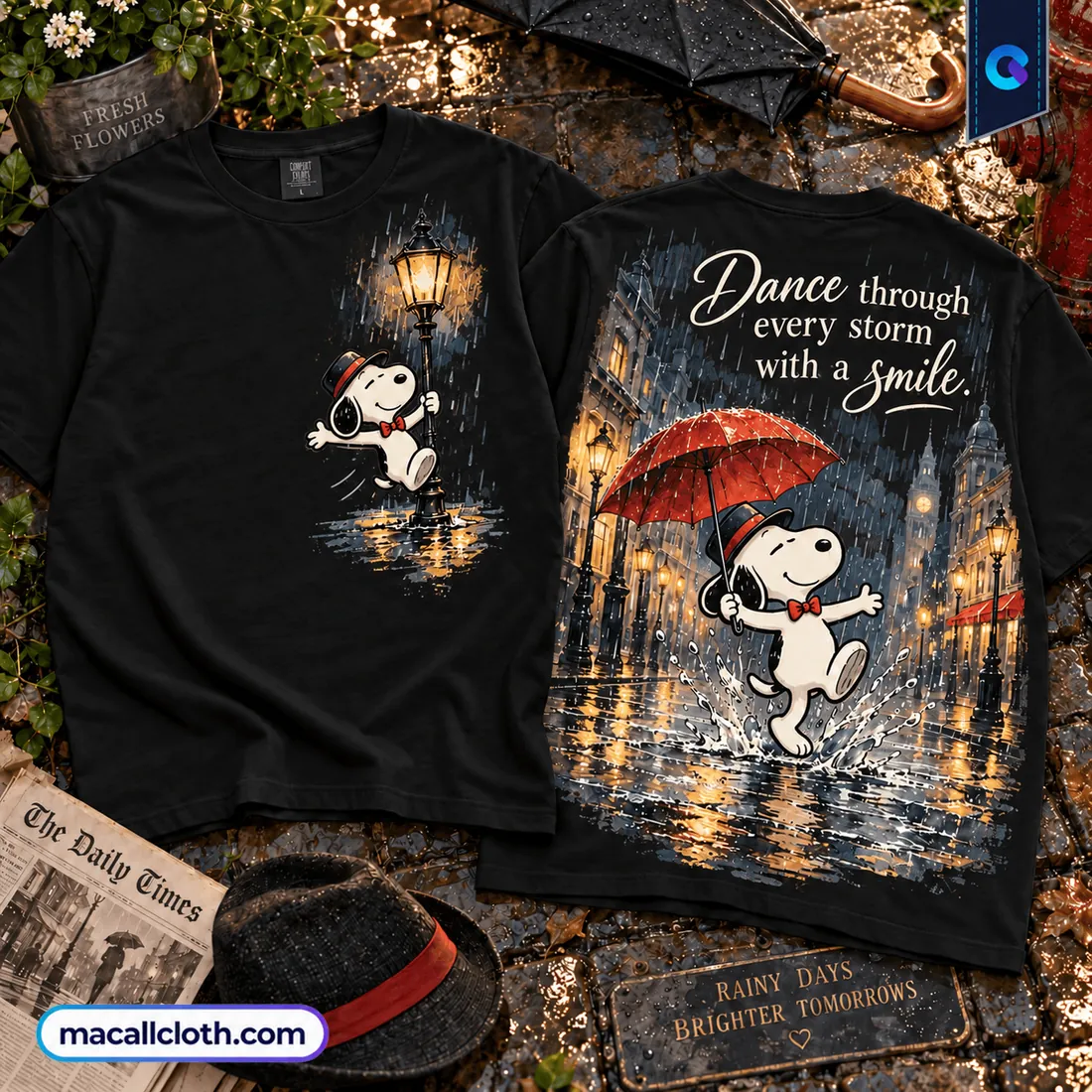 Snoopy Singing In The Rain Brown Shirt Snoopy Singing In The Rain Brown Shirt