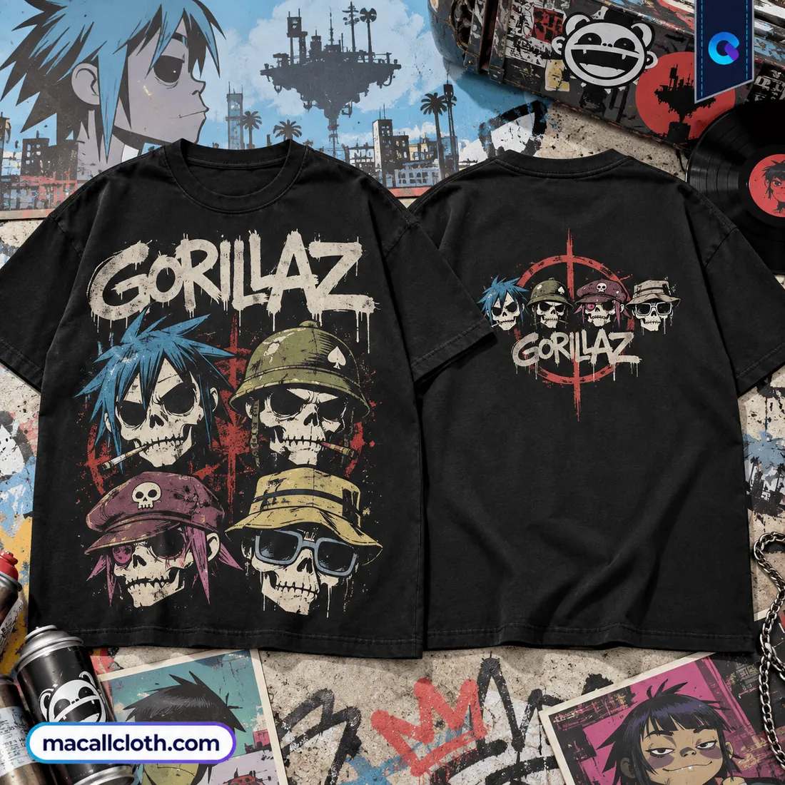 Gorillaz Vintage Skull Shirt Gorillaz Vintage Skull Shirt