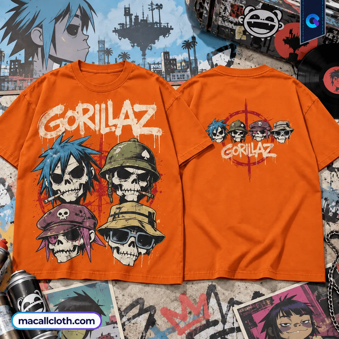 Gorillaz Vintage Skull Shirt Gorillaz Vintage Skull Shirt