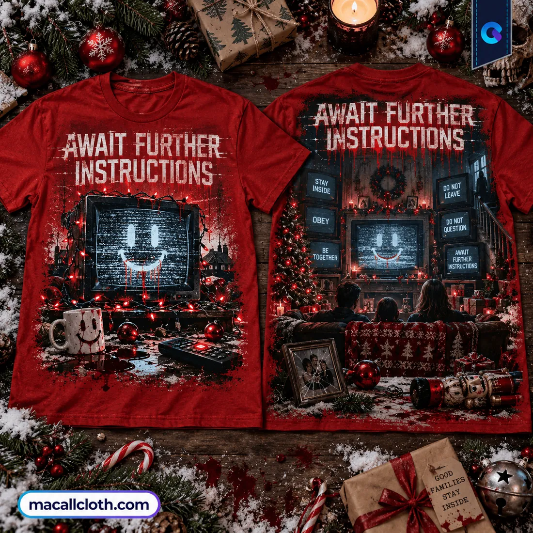 Await Further Instructions Dark Christmas Shirt Await Further Instructions Dark Christmas Shirt