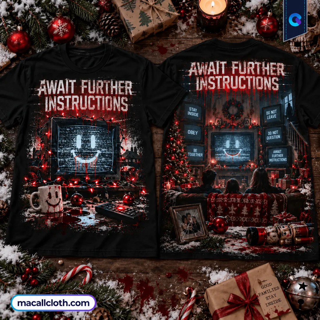 Await Further Instructions Dark Christmas Shirt Await Further Instructions Dark Christmas Shirt