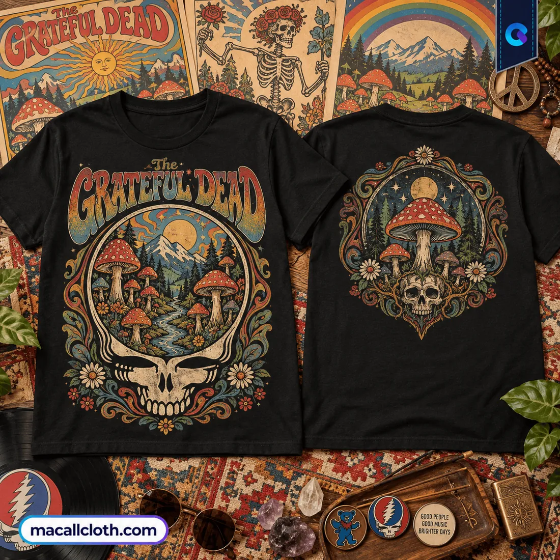 Grateful Dead Mushroom Skull Graphic Shirt Grateful Dead Mushroom Skull Graphic Shirt
