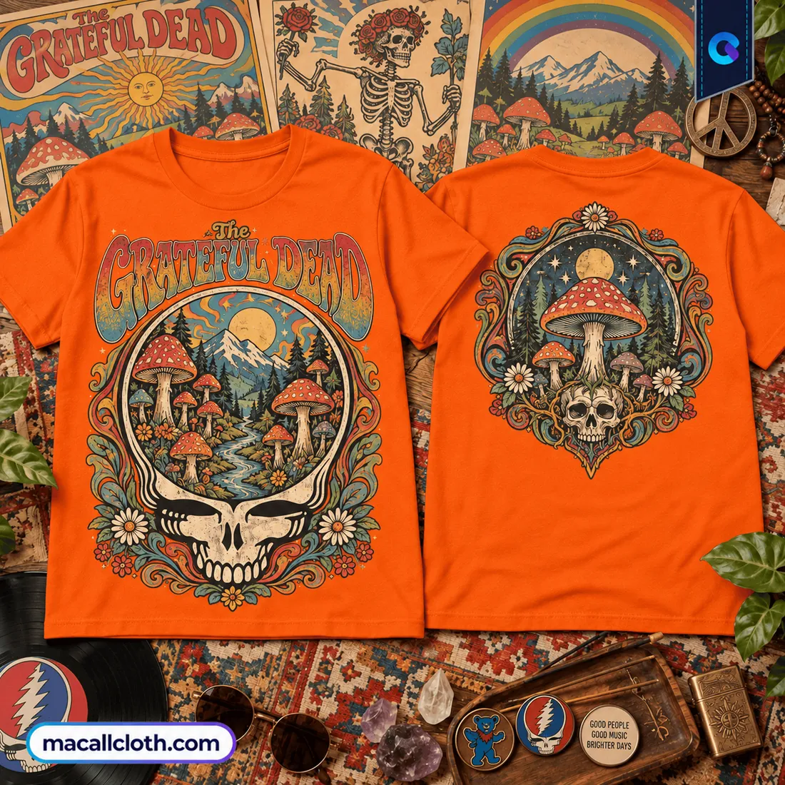 Grateful Dead Mushroom Skull Graphic Shirt Grateful Dead Mushroom Skull Graphic Shirt