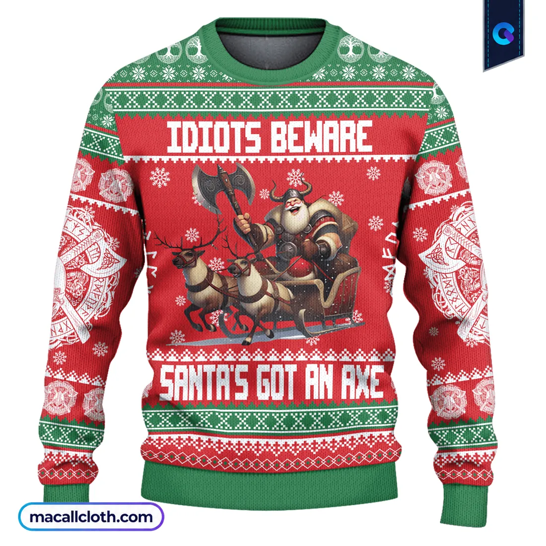 Viking Santa Claus Ugly Christmas Sweater Viking Santa Claus Ugly Christmas Sweater