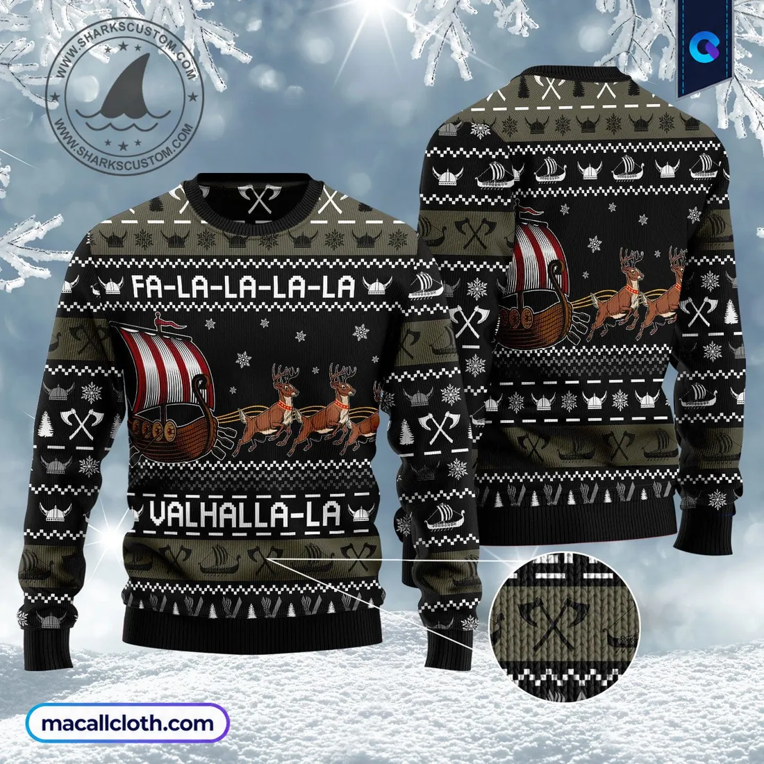Fa-La-La-Valhalla Viking Ugly Christmas Sweater Fa-La-La-Valhalla Viking Ugly Christmas Sweater